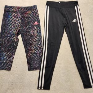 Bundle Adidas Girls Black and Multicolor Leggings Set (6)